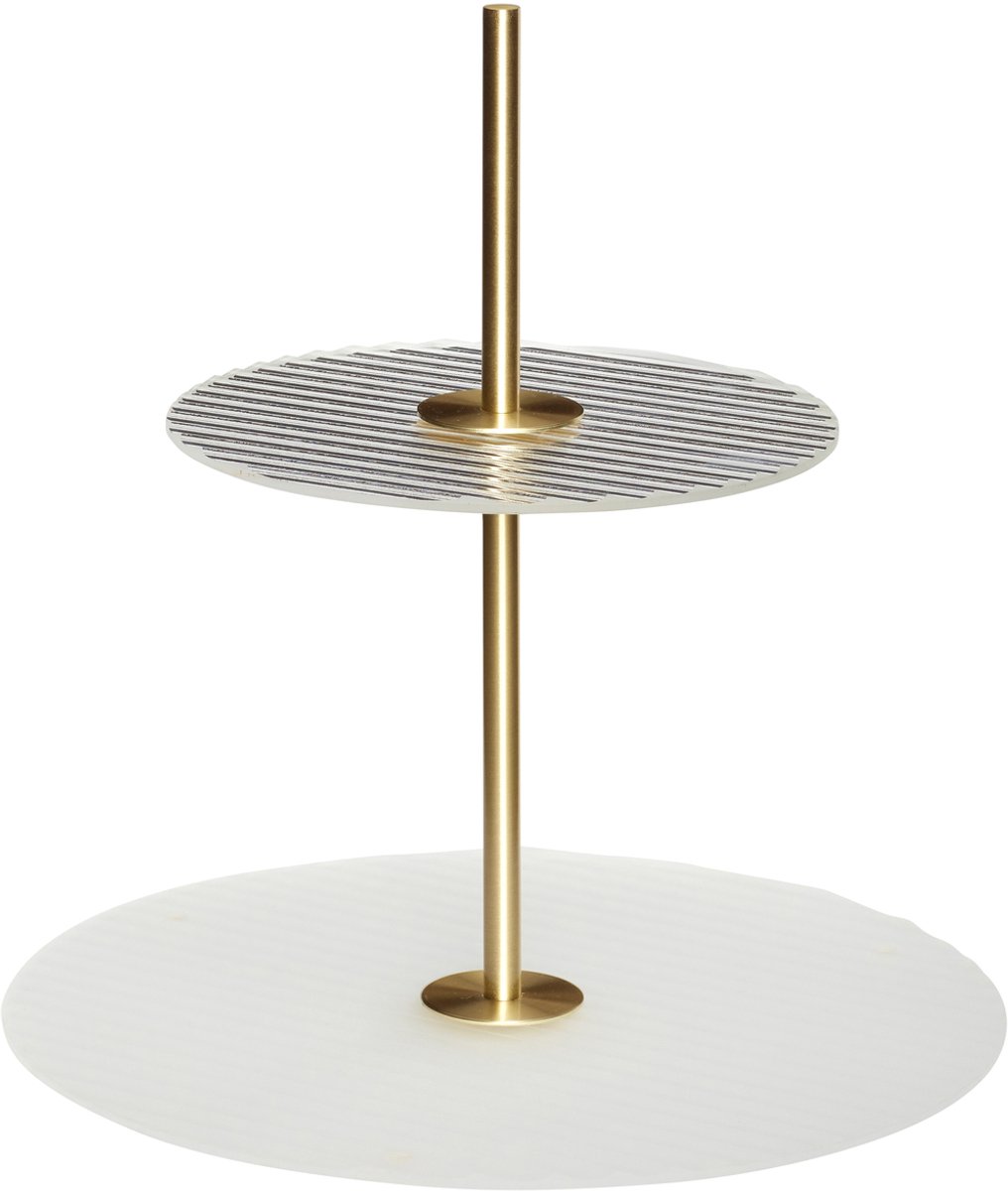 Hubsch Ripple Etagere Frosted/Brass ø30xh31cm