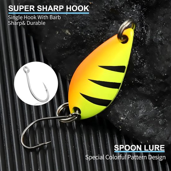 Forel Kunstaas Set - 16 Stuks Lepels (2.5g/3.5g/5g) - Met Opslagbox - Geschikt voor Forel, Baars en Snoek - Visserij Benodigdheden - 1 Set van Merkloos — afbeelding 4