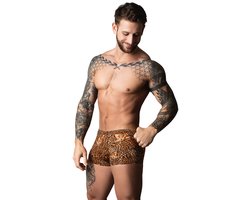 Male Power Sexy Pouch Short met Zwarte penisring - XL - Luipaard - Bruin