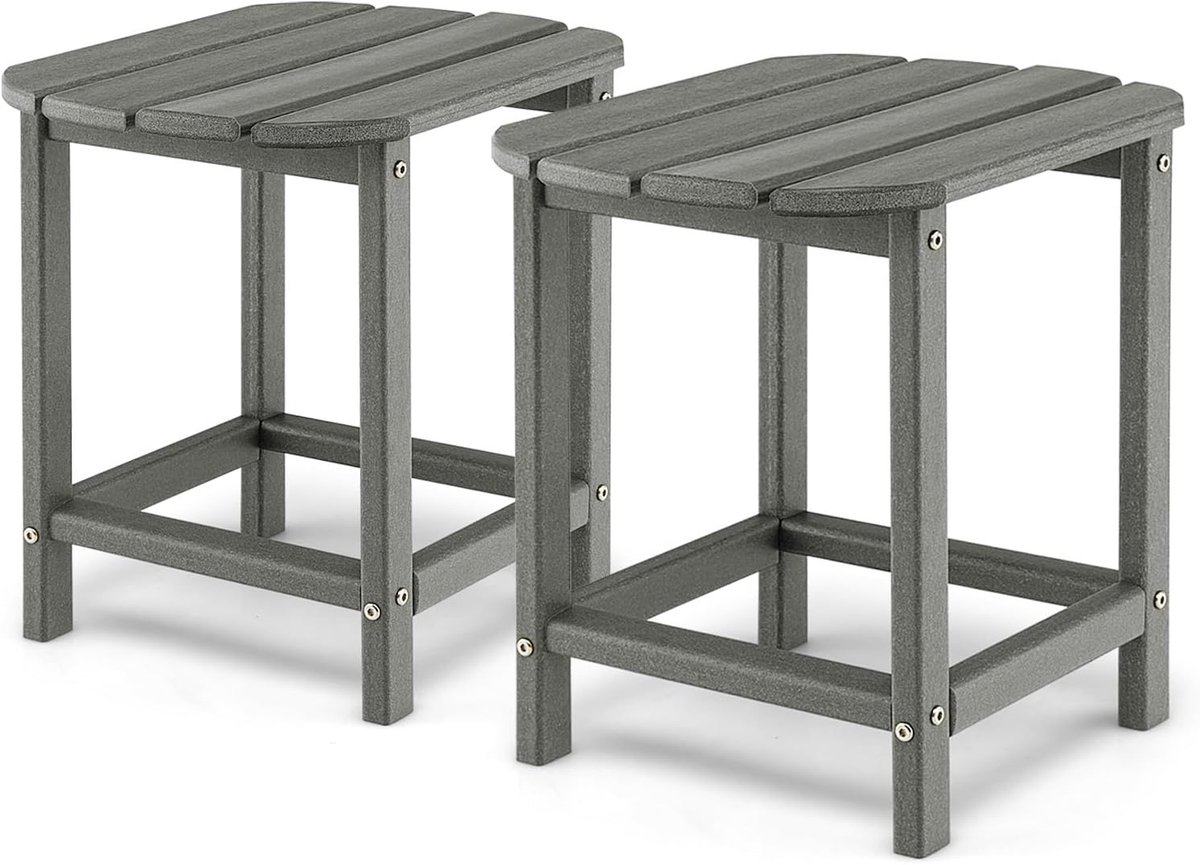 KOMFOTTEU Set van 2 tuintafels van HDPE, kleine bijzettafel, waterdicht, draagvermogen 91 kg, koffietafel voor balkon, terras, binnenplaats, 48 x 37 x 46 cm