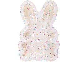 Twee cakevormen van 20 cm in de vorm van een konijn, kleurrijke antiaanbakbakvormen, voor het maken van desserts en snacks.
