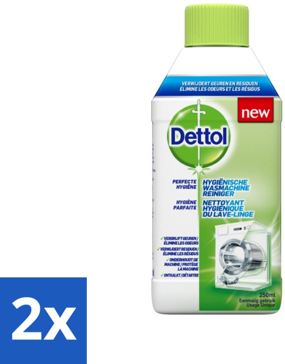 2 x Dettol - Wasmachine Reiniger - Eenmalig Gebruik - 250 ml - Wasmachine Reiniger - Wasmachine Reinigen - Wasmachine Hygiëne - Wasmachine Reinigingsmiddel - Wasmachine Geurverwijdering