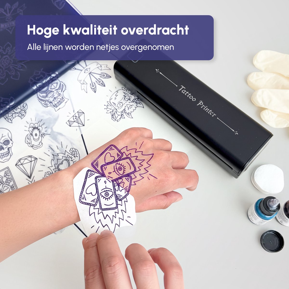 Newyes Draadloze Tattoo Printer Voor Stencils - Incl. 10 Stuks Transferpapier - Thermische Printer - Thermal Mini - A4 Miniprinter met App - Stencil Printer Met Transfer Papier - Thermo Printen - Stencils Printen Machine — afbeelding 5