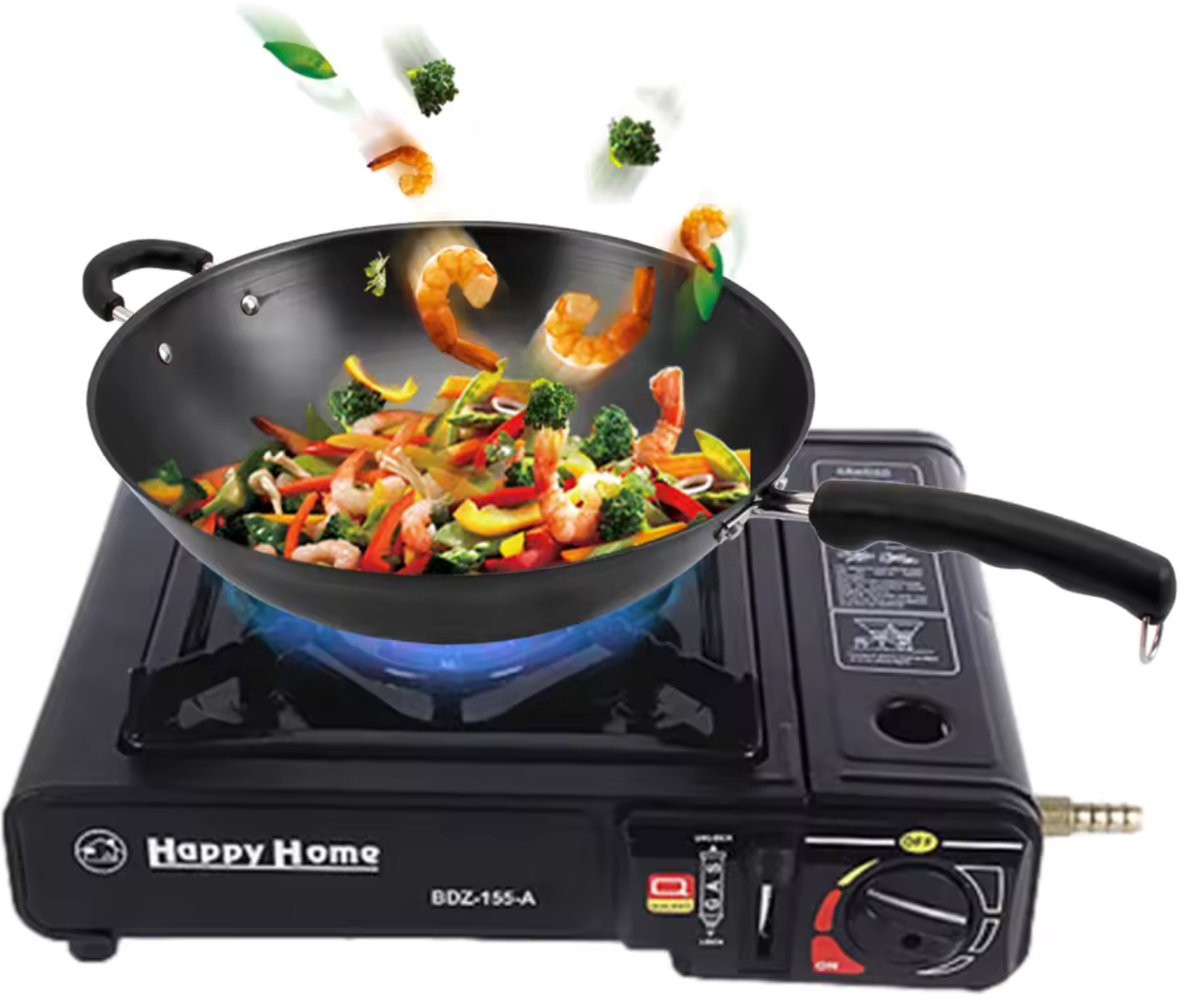 Happy Home Camping Draagbaar Gasfornuis - 2200W - Noodpakket - Met Transportkoffer