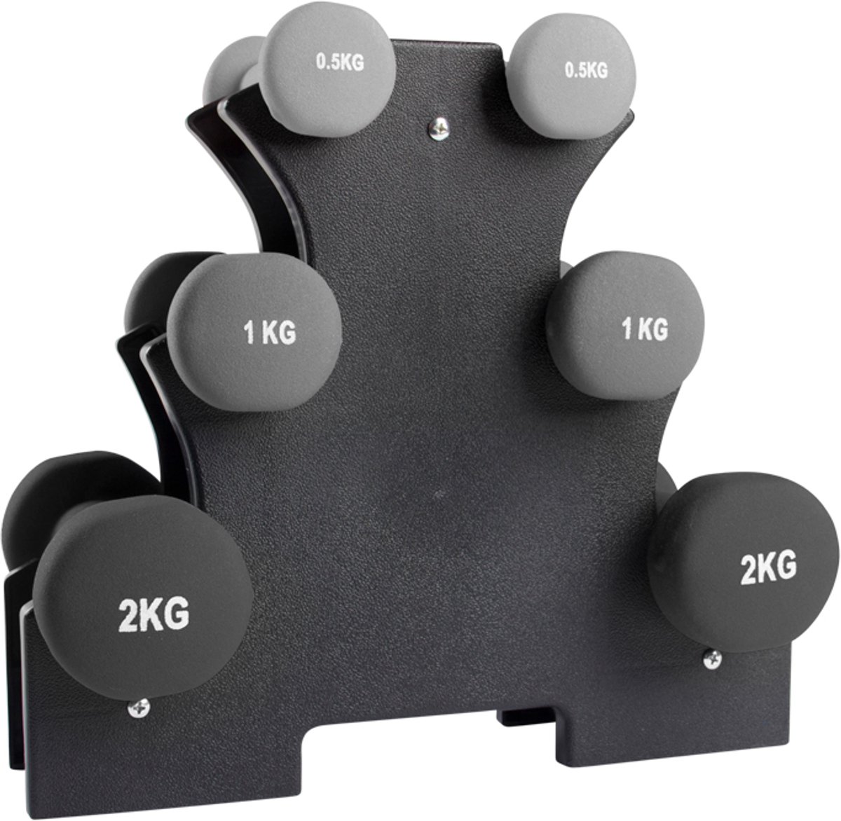 Bol.com VirtuFit Dumbbells - 7 kg - 6 Dumbells - 3 Sets van 0,5, 1 en 2 kg - Dumbellset met houder - Gewichten Set - Dumbbell Re... aanbieding