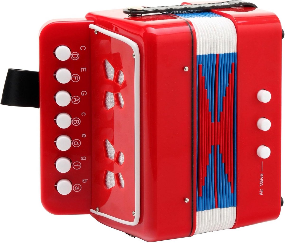 Kinderaccordeon Rood Vanaf 3 Jaar - 7 Tonen en 2 Basslen - Ideaal Eerste Instrument