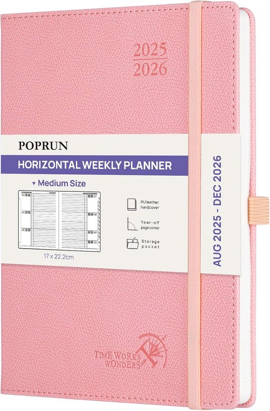 Foto: Agenda 2026 planner met spiraal en soft cover dagplanning maandoverzicht en notitiepagina s