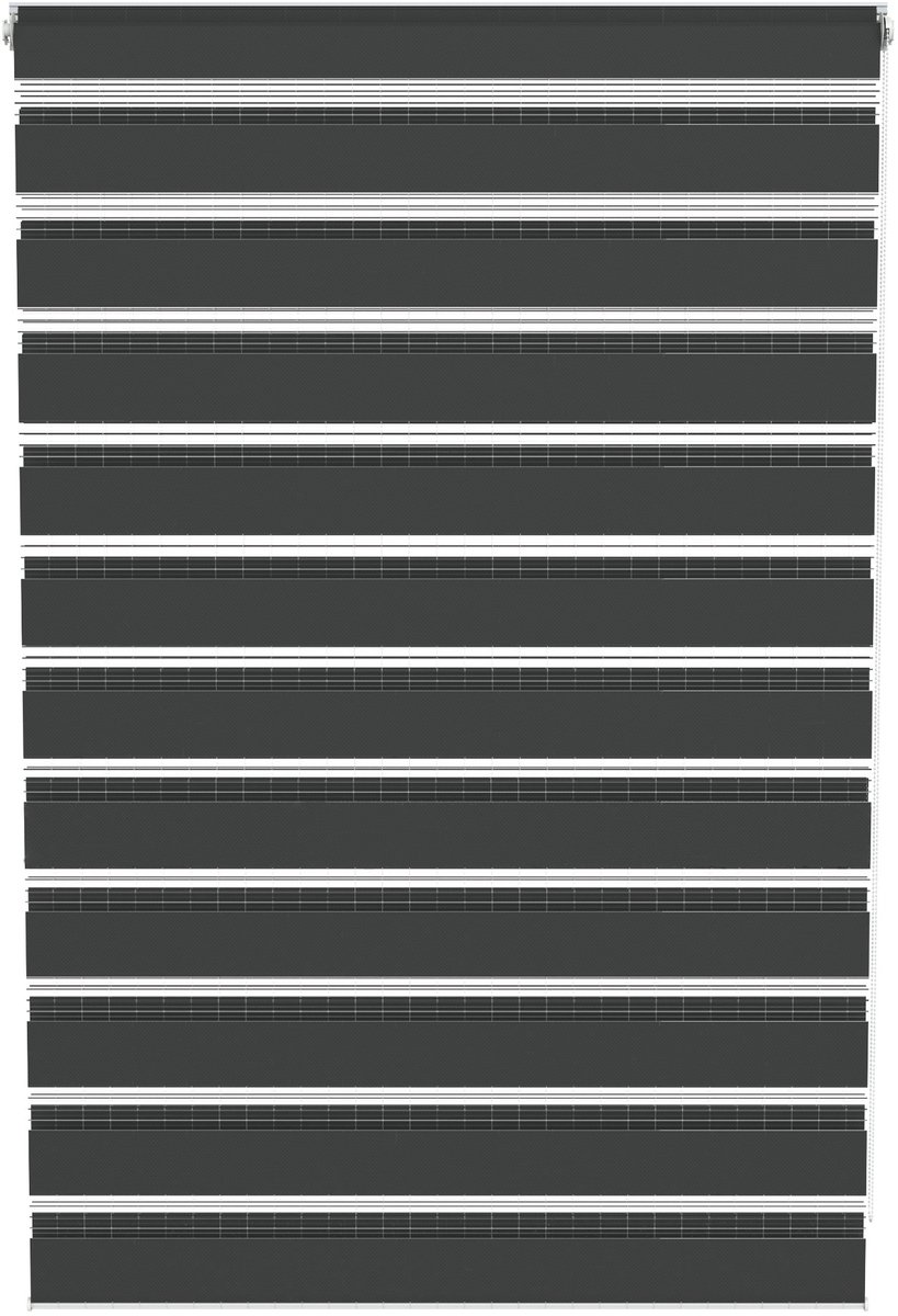 Aufun Doppelrollo Klemfix zonder Boren, Duo Zebrarollo Blickdicht Lichtdoorlatend voor Venster & Deur, Zwart, 80x150cm