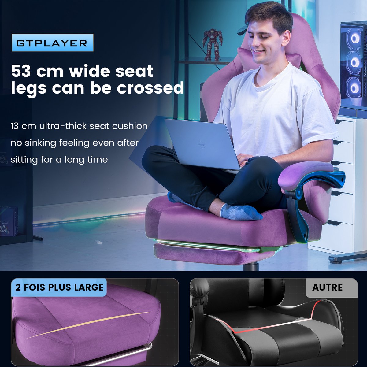 GTPLAYER Gamingstoel met 160° Verstelbare Rugleuning - afbeelding 3