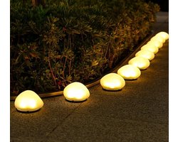 Zonne Energie Tuinverlichting 2-Pack - Kiezelsteen Design - IP44 Waterdicht - Automatisch Aan/Uit - Voor Buiten en Terras - 6-8 Uur Verlichting - Decoratief en Praktisch