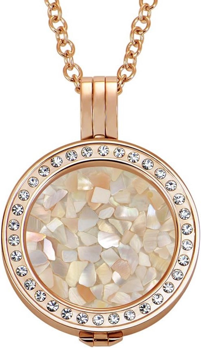 RVS Halsketting Set met 70 cm Ketting en Verwisselbare 25mm Schelp Munt Hanger