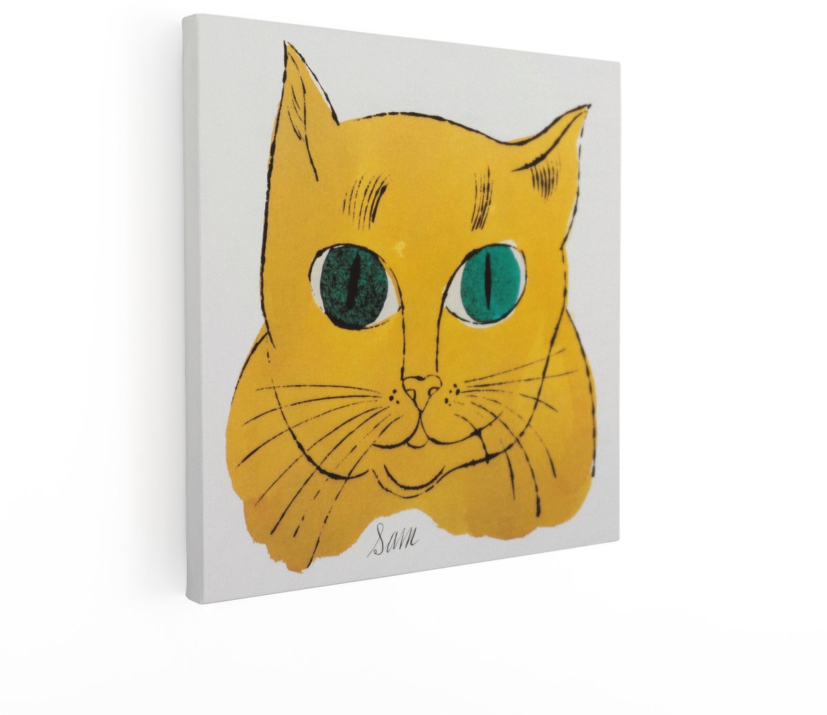 Artaza Canvas Schilderij Kat - 50x50 cm - Wanddecoratie Pop Art - Muurdecoratie Dieren - Schilderijen Op Canvas Geel