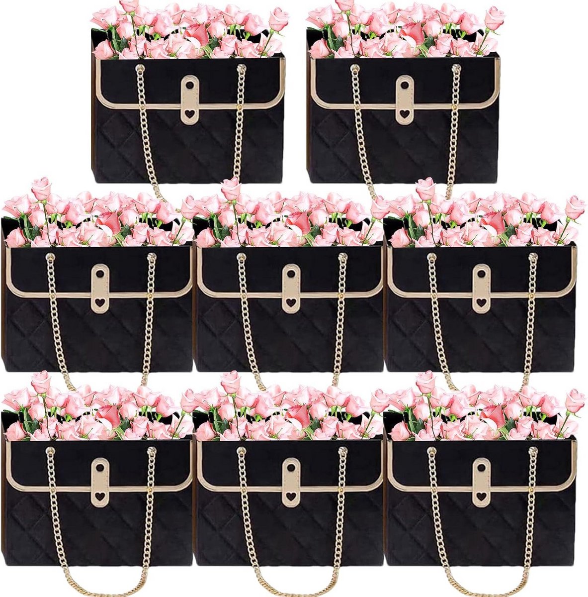 Luxe Papieren Boekettassen met Handvatten voor Bloemstukken - Set van 8