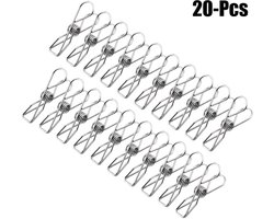 wasknijpers - 20 stuks - 1.3*5.6cm - RVS wasknijpers - waslijnklemmen voor handdoeken