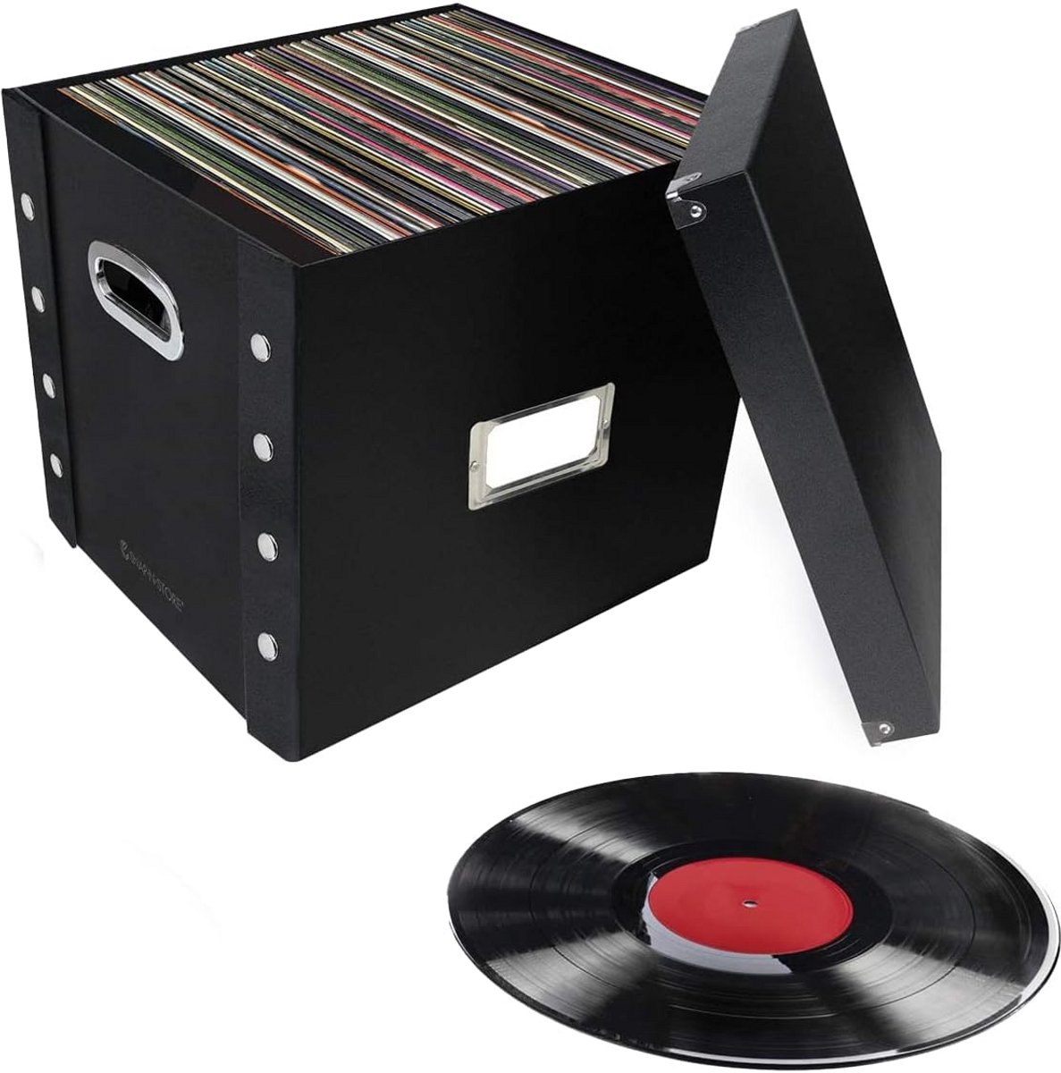 Opbergtas voor Vinylplaten met Deksel - Ruimte voor 75 LP's