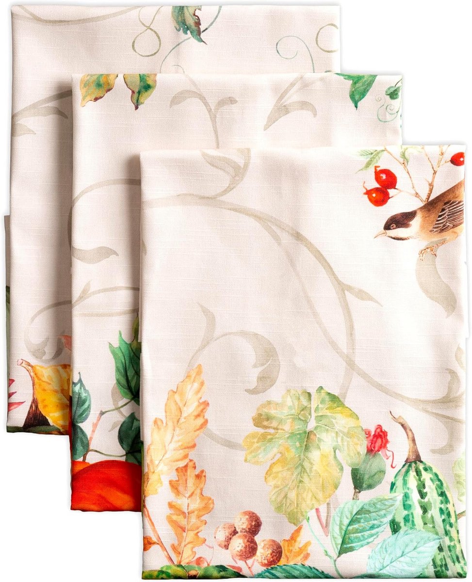 Set van 3 Katoenen Keukendoeken Absorberend met Ophanglus Herfst Vormgeving