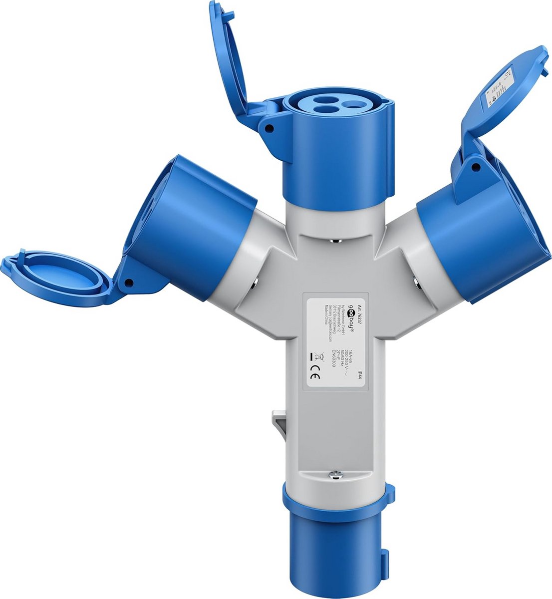CEE Adapter Y-Stuk voor Caravans en Campings - 3x CEE Aansluiting, IP44 Waterdicht