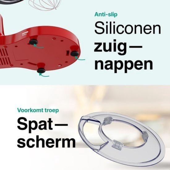 Aurixi® Mixer met mengkom - Mixer - Mixer met mengkom keukenmachine - Rood - ‎39 cm x 24 cm x 32 cm van Aurixi — afbeelding 5