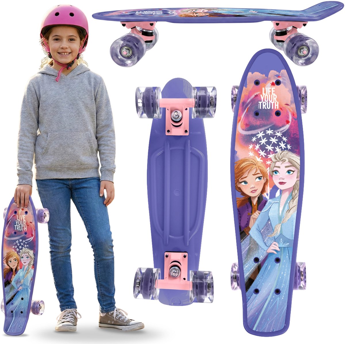 DISNEY Frozen Kinder fish skateboard cm antislip board stabiel van 20-50 kg Paars