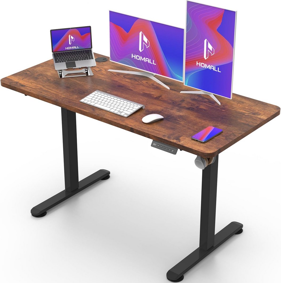 Elektrisch Zit-Sta Bureau met USB, Anti-Botsing Systeem, 120x60 cm, In Hoogte Verstelbaar