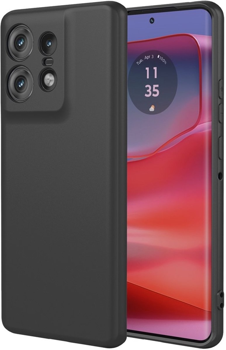 Hoesje geschikt voor Motorola Edge 50 Pro - Phonesta Soft Silk Silicone Back Cover - Zwart