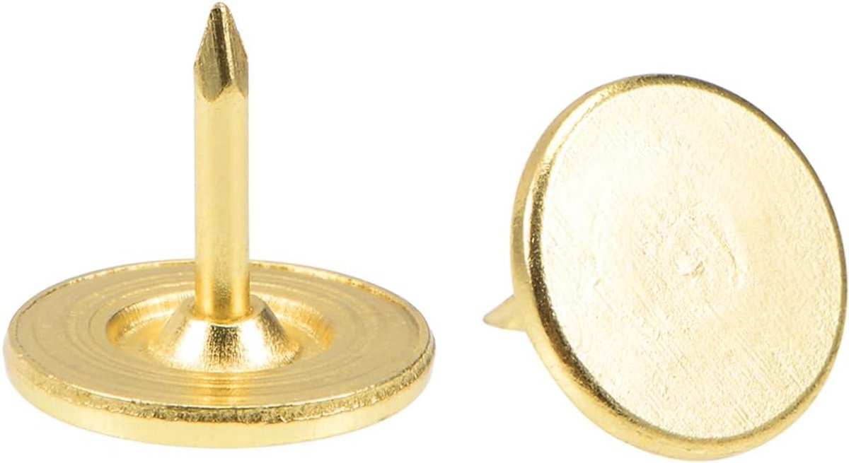 30x Decoratieve Meubelspijkers Goud - Platte Kop 11x10 mm - Stofspijkers voor Meubels en Bekleding