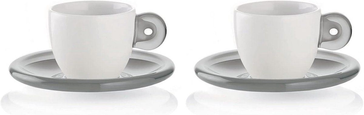 Set van 2 Porseleinen Espressokopjes met Schotels