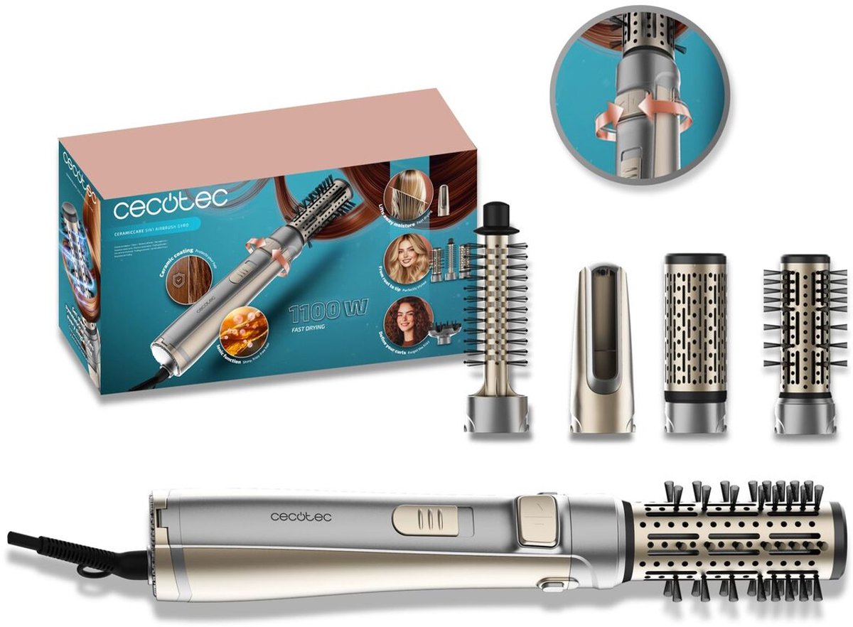 Cecotec – CeramicCare AirBrush Gyro – 5-in-1 – 1100W – Hitteborstel