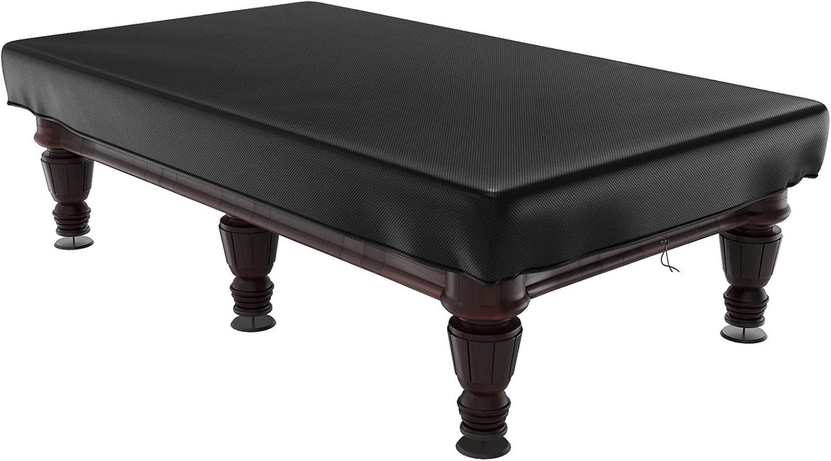 Famanu Biljart Pool Tafelhoes - 6/7 FT Snooker Pool Tafel Stofhoes - Tuinmeubelhoes - Heavy Duty Oxford Stof Anti-UV Scheurbestendig Winddicht Waterbestendig - Zwart (255x143x21cm)