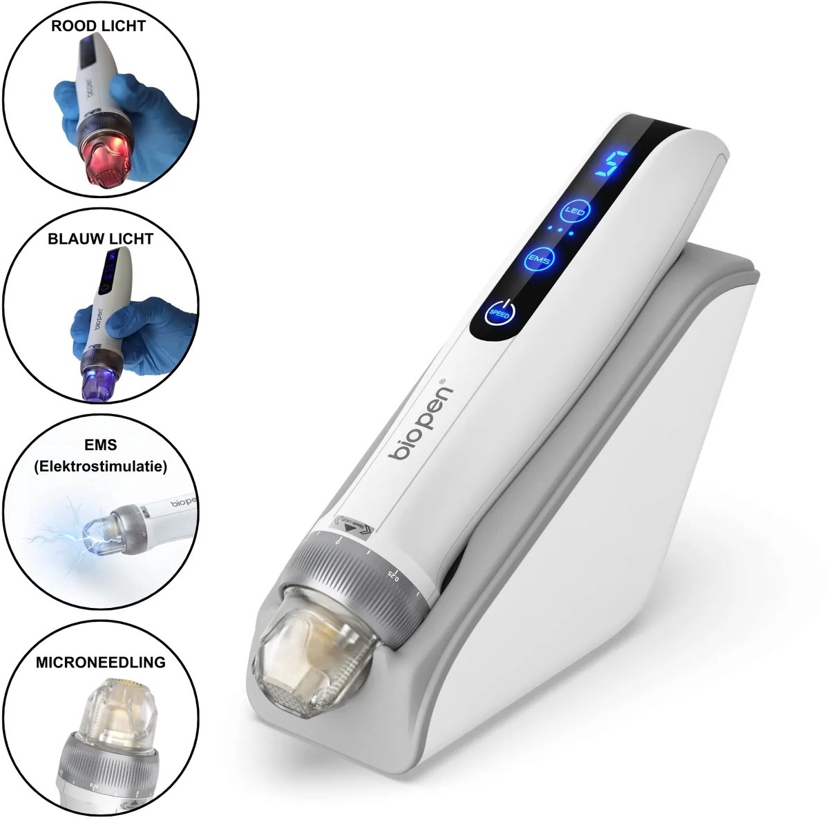 BIOPEN Q2 Microneedling EMS LED rood&blauw Haargroei Stimulatie Hoofdhuid Apparaat