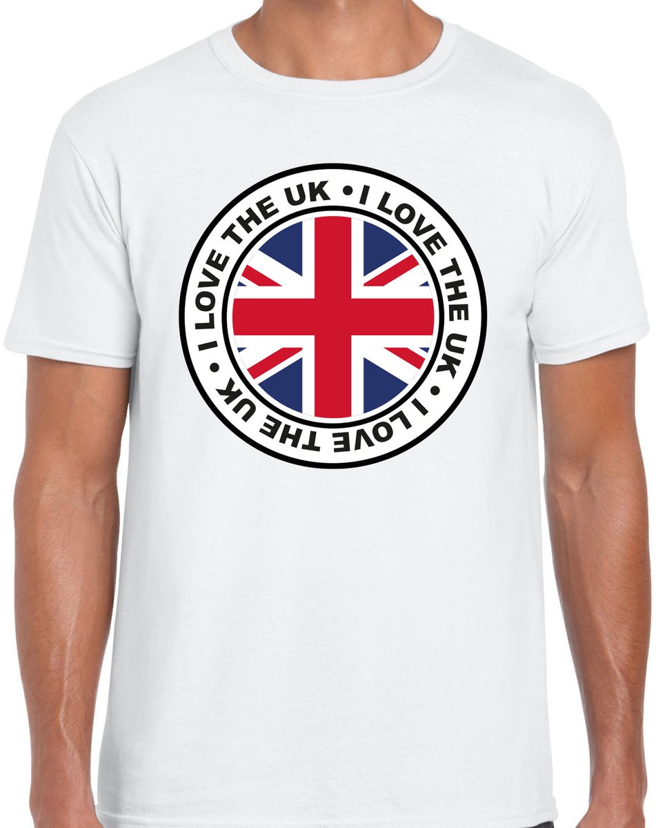 Bellatio Decorations Verkleed T-shirt voor heren - I Love The UK - wit - voetbal supporter - themafeest M