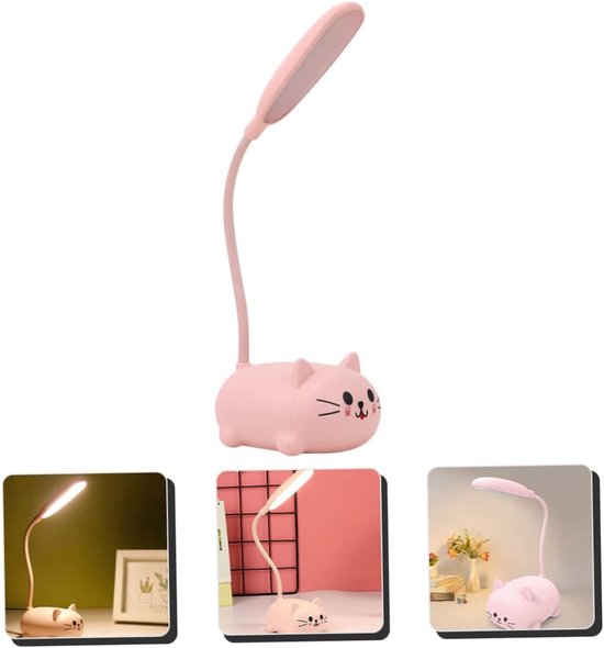 Bureaulamp - Bureaulamp led - leeslamp - studielamp - tafellamp - nachtlampje - opvouwbare lamp - USB oplaadbaar - 400 mAh - 1 stand - ABS - 0,6 W - 9 x 7 x 18 cm - kat vorm - roze — afbeelding 5