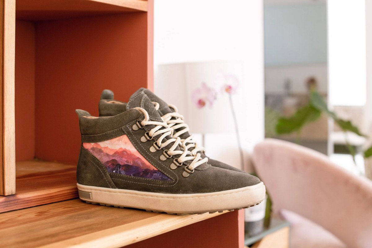 Inkkas Andes Camping Boot dames sneaker – comfortabele suède leren hiking boot met Andes-bergprint Multiprint