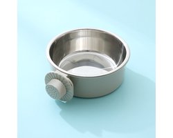 Lichtgewicht roestvrijstalen voer- en waterbak voor huisdieren, afneembare roestvrijstalen hangende voer- en waterbak voor puppy's, honden, katten, konijnen, fretten, vogels, cavia's - groot