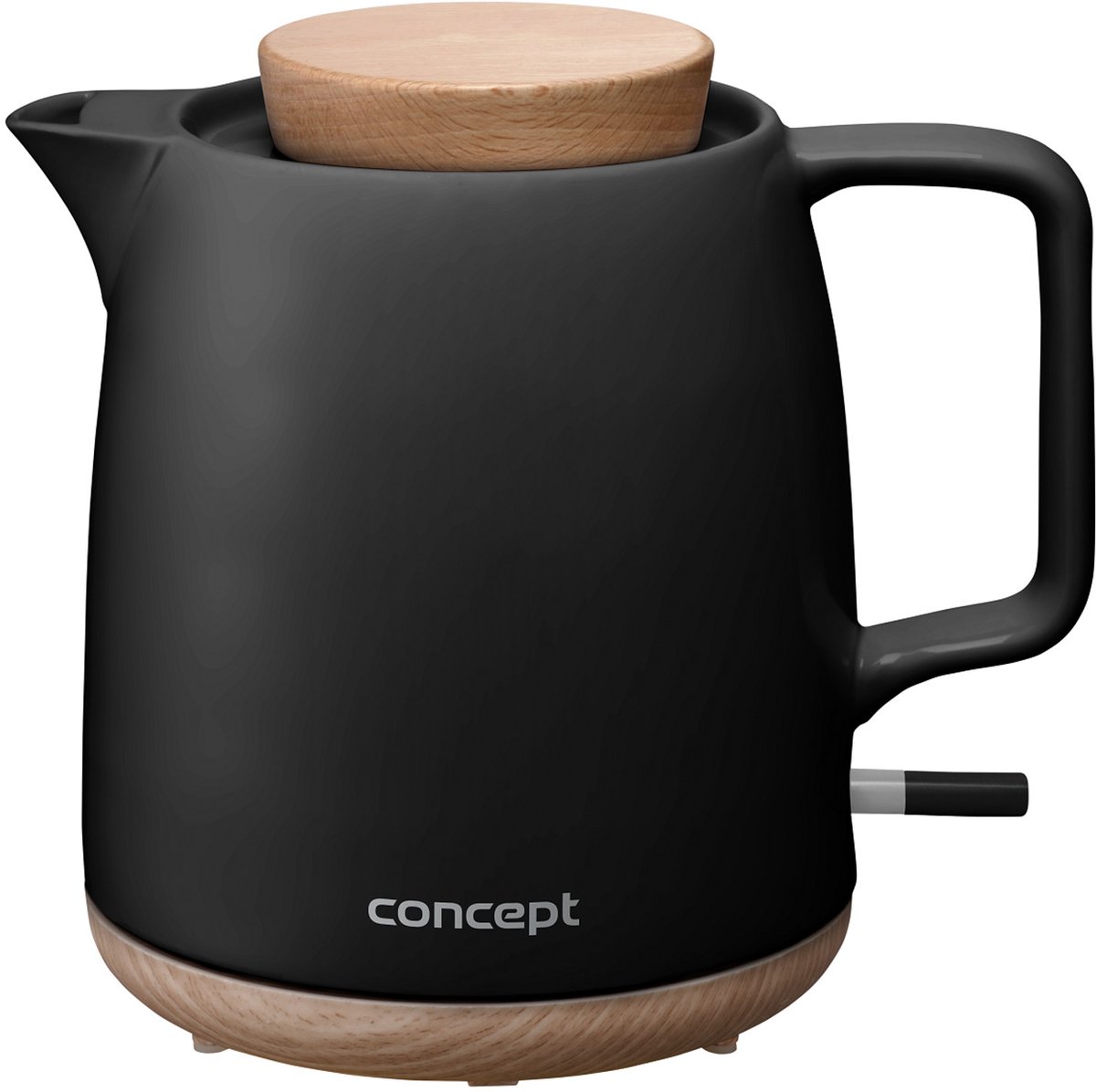Concept - Keramische waterkoker -1 liter - 1200 W, kleur zwart, Strix-aansluiting, antikalkfilter, draaibare voet, RK0086