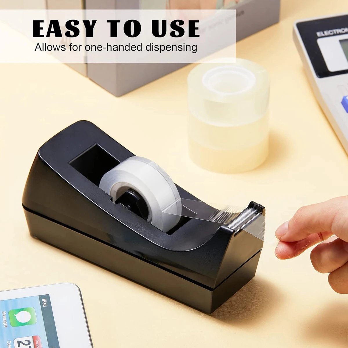 Desktop Tapedispenser - Zwart - Antislip Tapehouder voor Kantoor & Thuis - 1 Stuk