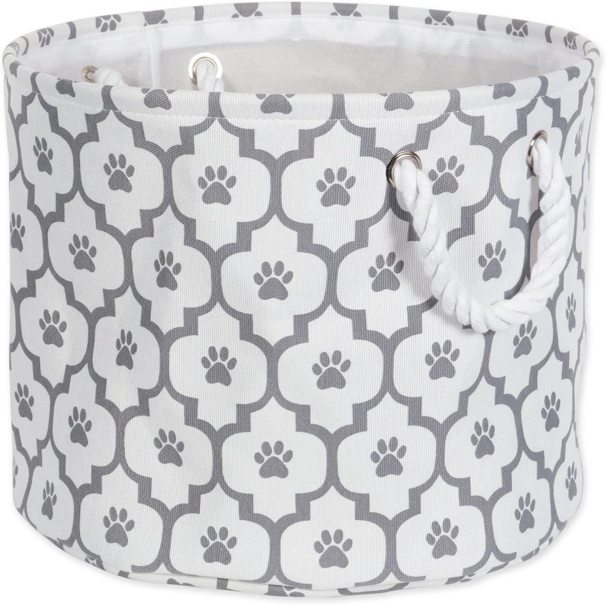 Opvouwbare Opbergbak voor Huisdier Accesoires, Rond, Polyester, Rooster Grijs