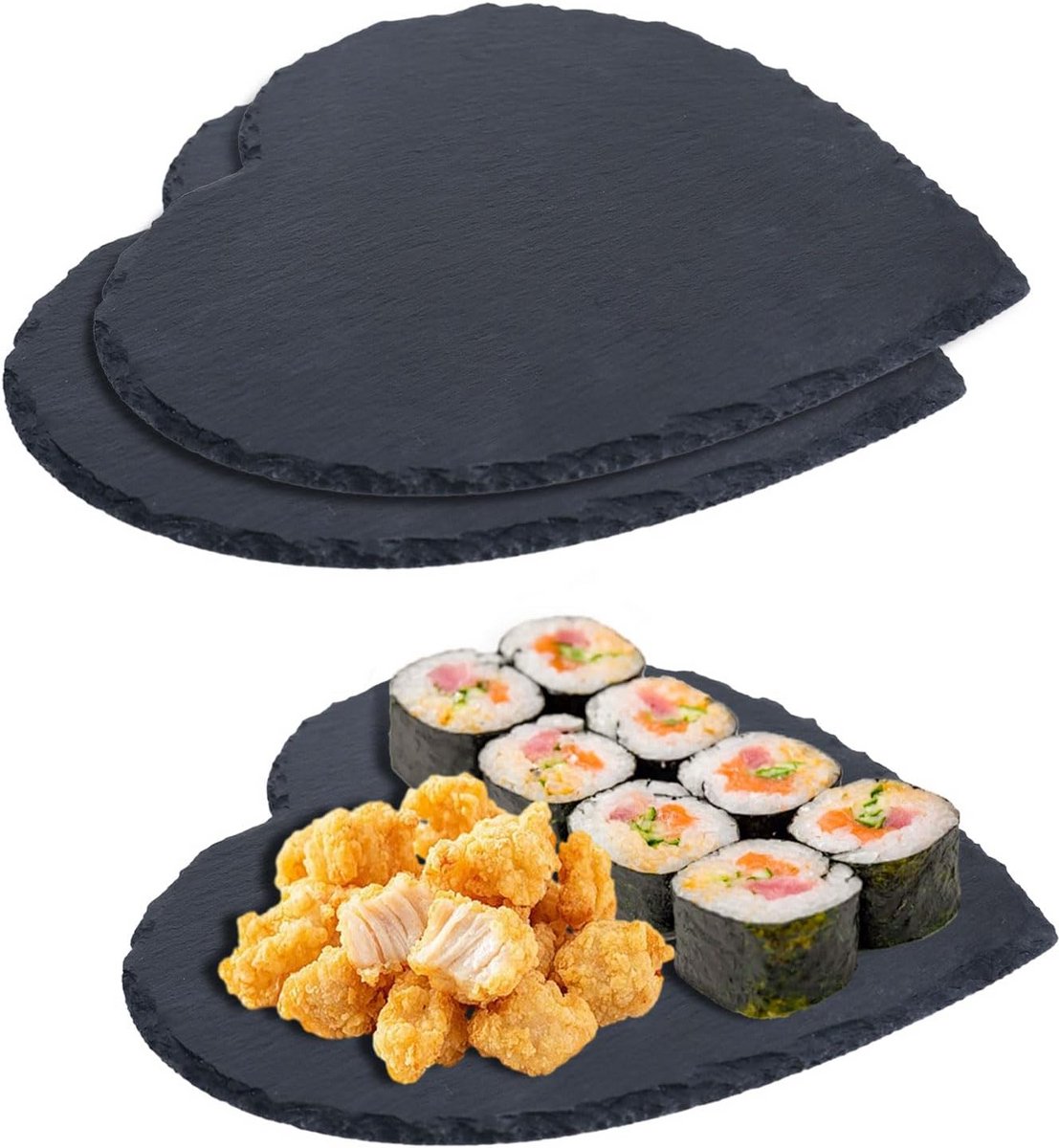 Set van 2 Vierkante Leisteen Borden voor Serveren en Decoratie