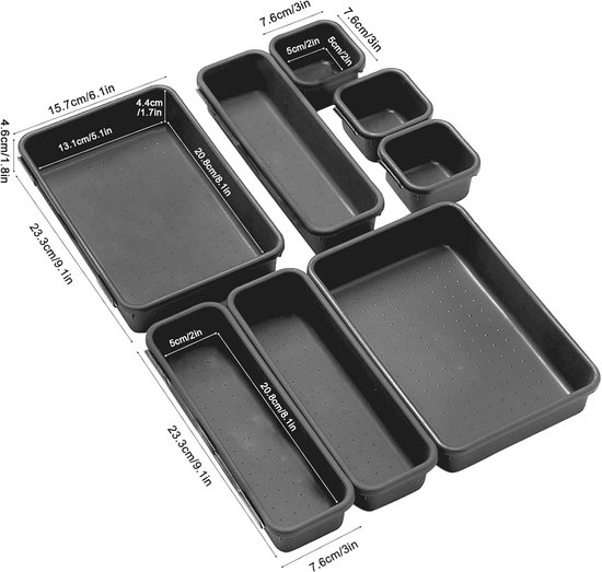 SortNStore Make up Organizer met 4 Laden: Set van 2 Acryl Bureau Organizers met Antislip Pads | Stapelbare Ladebox voor Cosmetica, Sieraden en Schrijfwaren