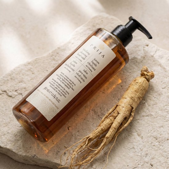 PRIJA - Savon liquide à l'extrait de ginseng, pompe 380 ml