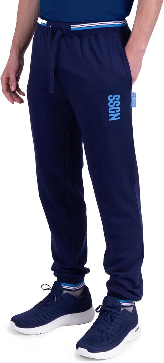 Comfortabele Unisex Homewear Broek Katoen Marineblauw Gestreept voor Heren en Dames