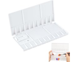 Paletten – 1 stuk – Schilderspalet – met duimgat – Verfdoos – Aquarelverfdoos – Aquarel palet – Waterverf Palet Verfdoos – opvouwbaar – met deksel – voor knutselen, beginners, studenten en schilders – 21*10.5 cm – wit