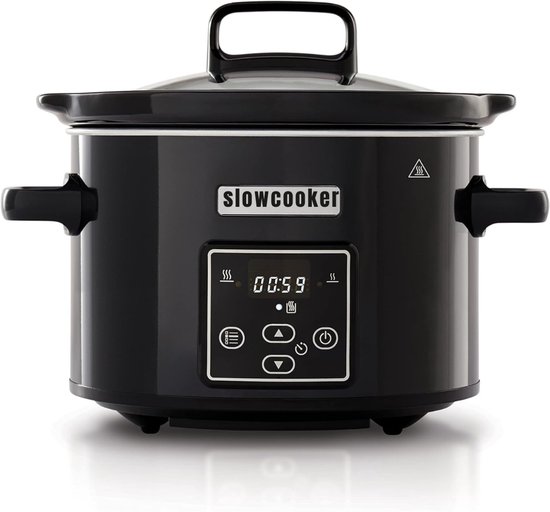 Aurixi® Slowcooker met timer - Slowcooker - Crockpot - Zwart - ‎29cm x 29cm x 22cm