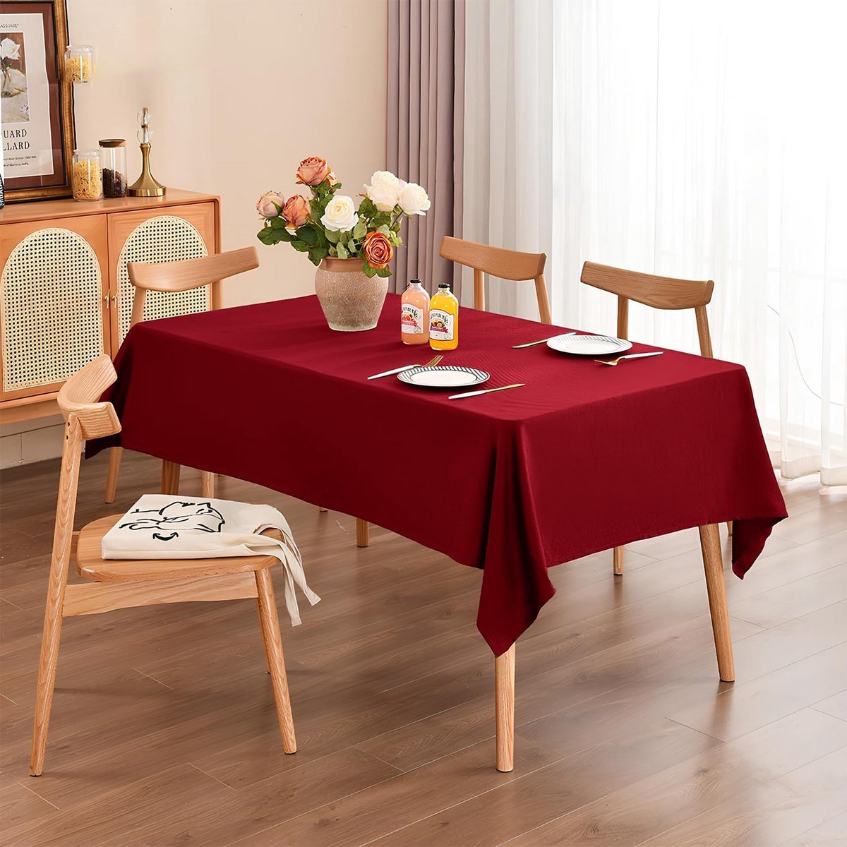 Rechthoekig Polyester Tafelkleed 178 x 320 cm - Naadloos en Kreukvrij Bordeauxrood