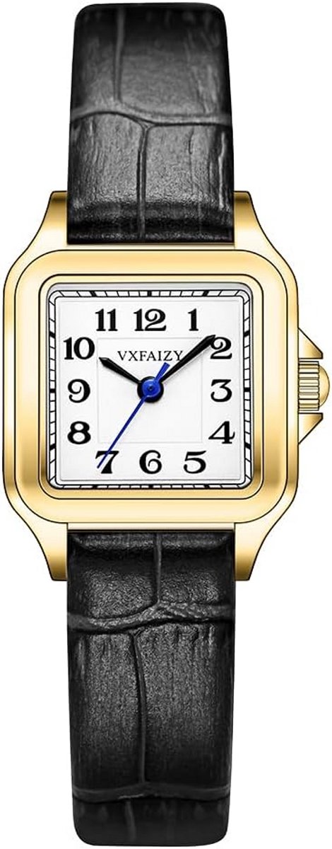 Dameshorloge Vierkant met Arabische Cijfers - Klein Elegant Analoog Polshorloge