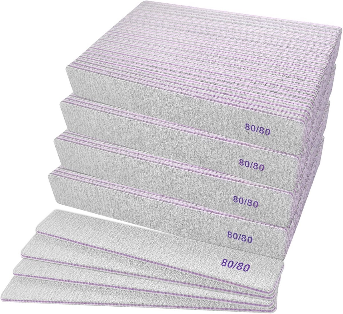 Professionele Grove Nagelvijlen 80/80 Grit (100 stuks) voor Acryl en Gel