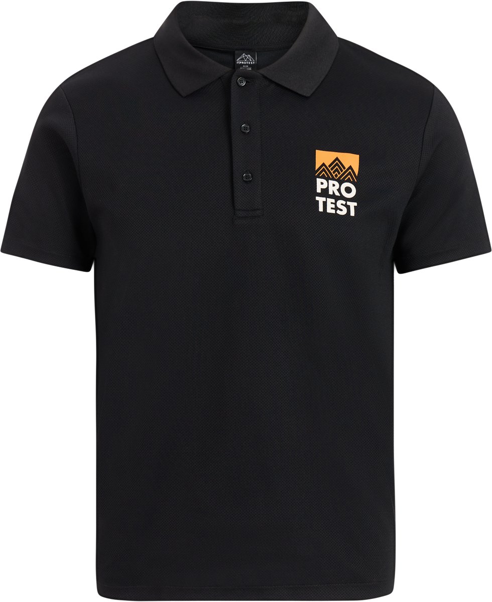 Protest PRTCallen Polo Heren Korte mouwen Normale pasvorm Knoopsluiting UV shirt Zwart