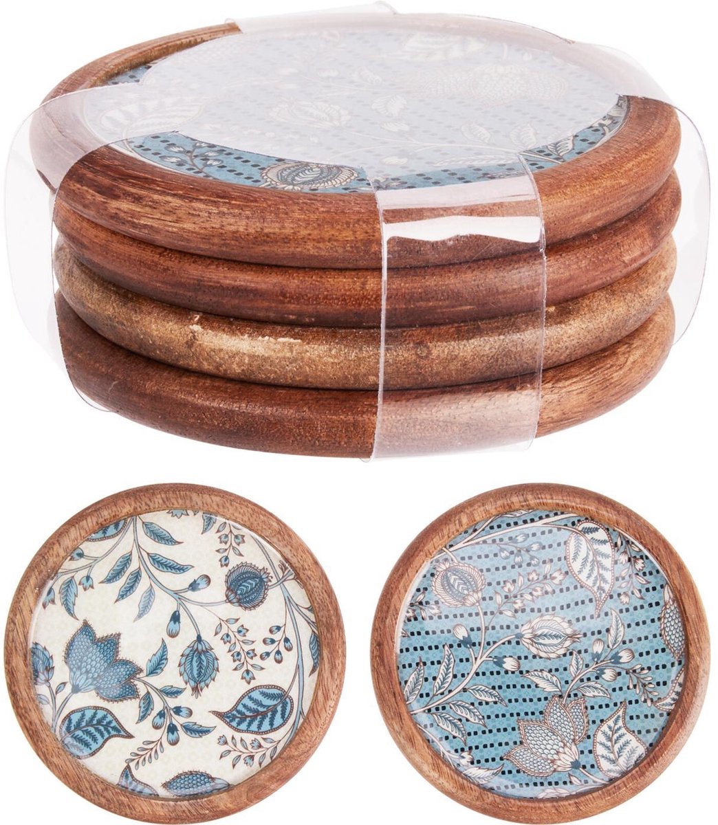 Home & Styling onderzetter set karton multicolor 4 stuks Ø10cm.