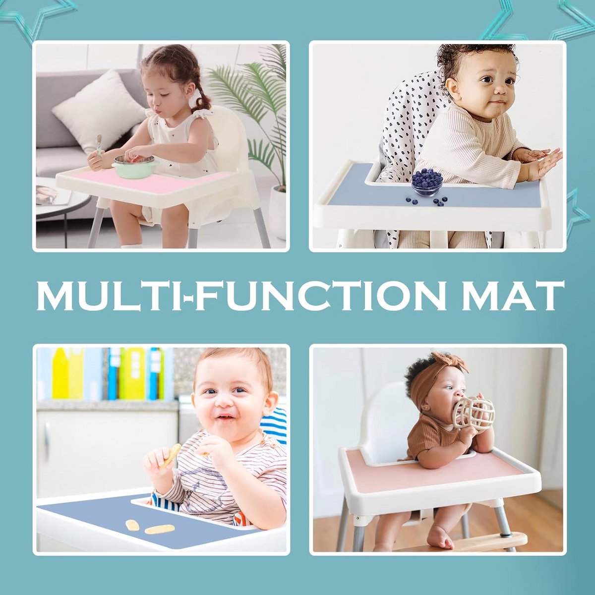 Siliconen Placemat Kinderstoel Antislip - Geschikt voor IKEA Antilop - Vlekbestendig en BPA-vrij Tafelmat Baby en Peuter – foto 2