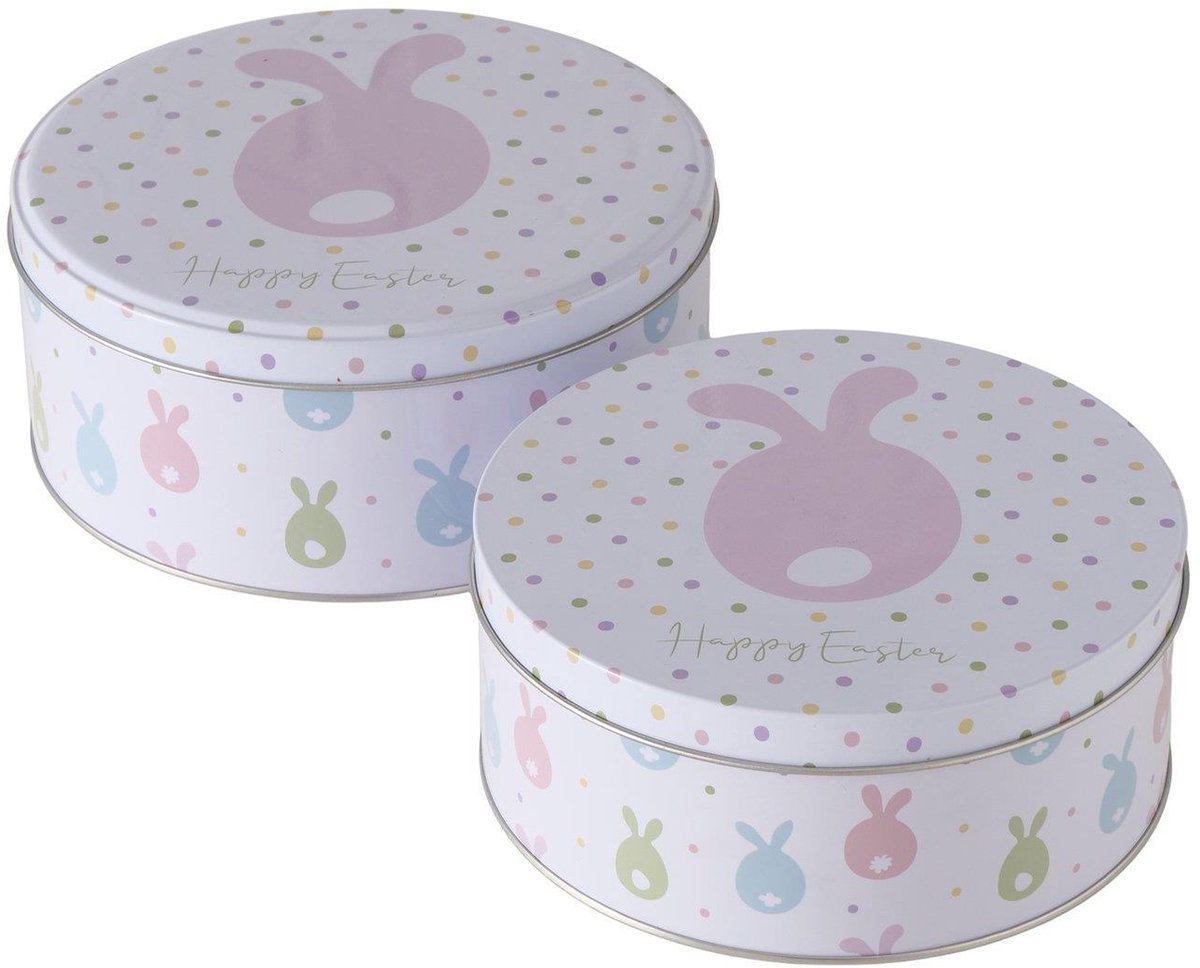 Boltze Home opbergblik set - paasdesign - 2 stuks - multicolor - koektrommel.